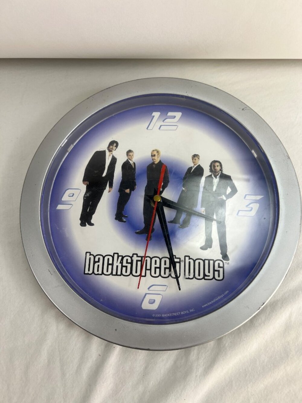 Backstreet Boys 2001 Wall Clock Silver Frame Quartz Battery Operated 10 Inches